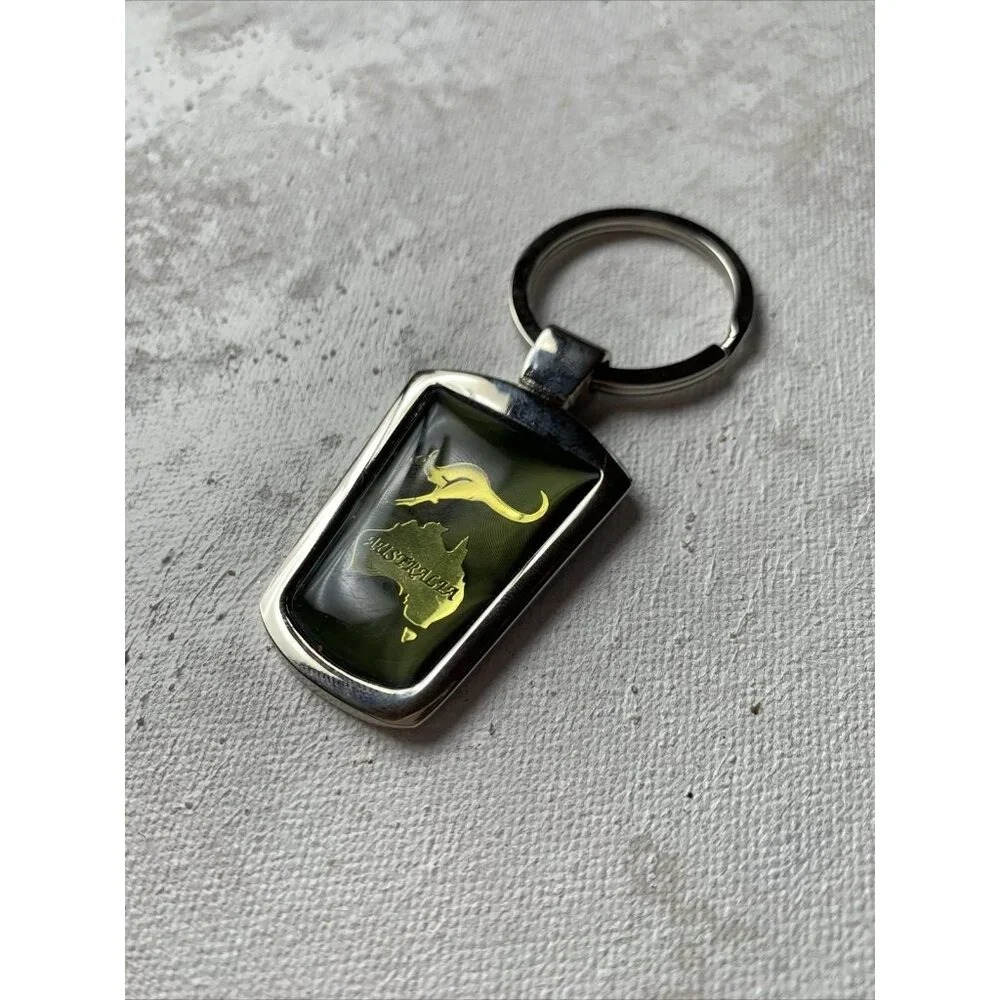 Australia Kangaroo Silvertone Souvenir‎ Keyring